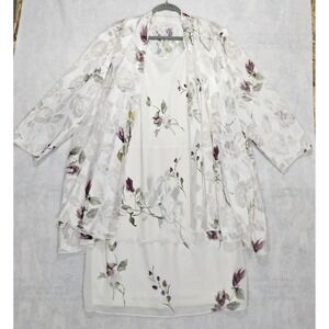 Jeffrey & Dara Dress 22 3X Floral Formal Tom Barra Layered Mother Of The Bride